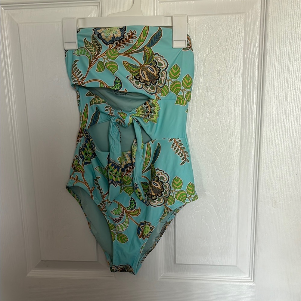 Aerie Floral One Piece Swimsuit - Blue and Green
